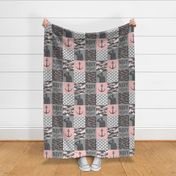 Navy Mom - military patchwork - pink and grey  - LAD19