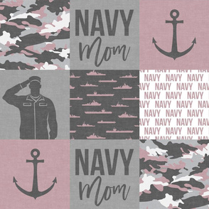 Navy Mom - military patchwork - mauve  - LAD19