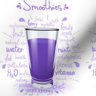 Fitness Smoothies Purple and Healthy Words on WHite