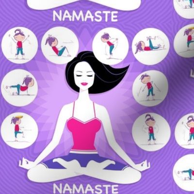 Fitness Namaste Meditation and Exercise on Purple