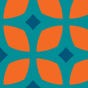 The Aqua and the Orange: Intertwined - Aqua Lattice on Orange - LARGE