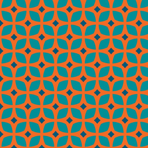 The Orange and the Aqua: Intertwined - Orange Lattice on Aqua - SMALL