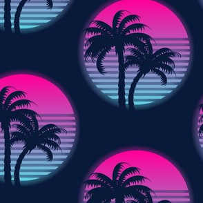 Neon palm trees-Pink and blue