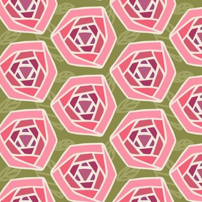 Geometric Roses in Pink