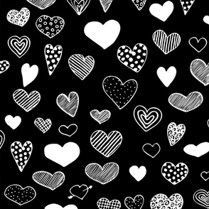 heart doodle black and white