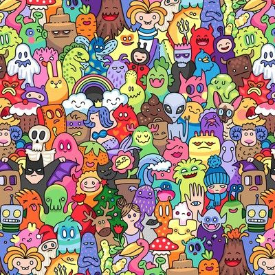 Doodle Characters Fabric, Wallpaper and Home Decor | Spoonflower