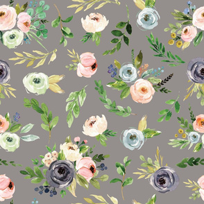 spring floral on gray