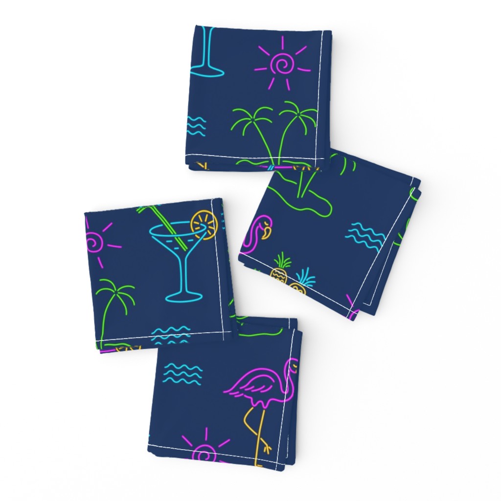 Retro 70s Neon Summer Cocktails Flamingo Palms