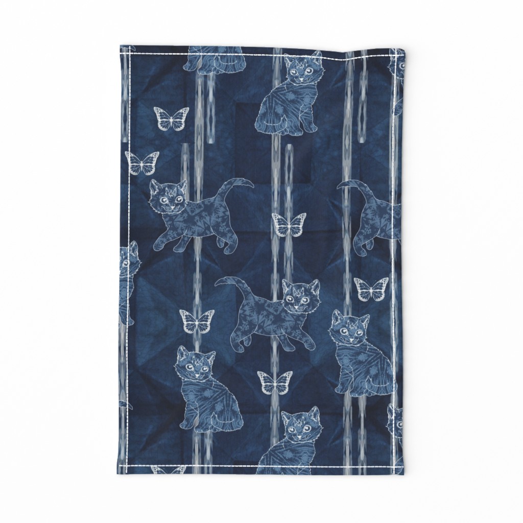 Shibori cats and butterflies