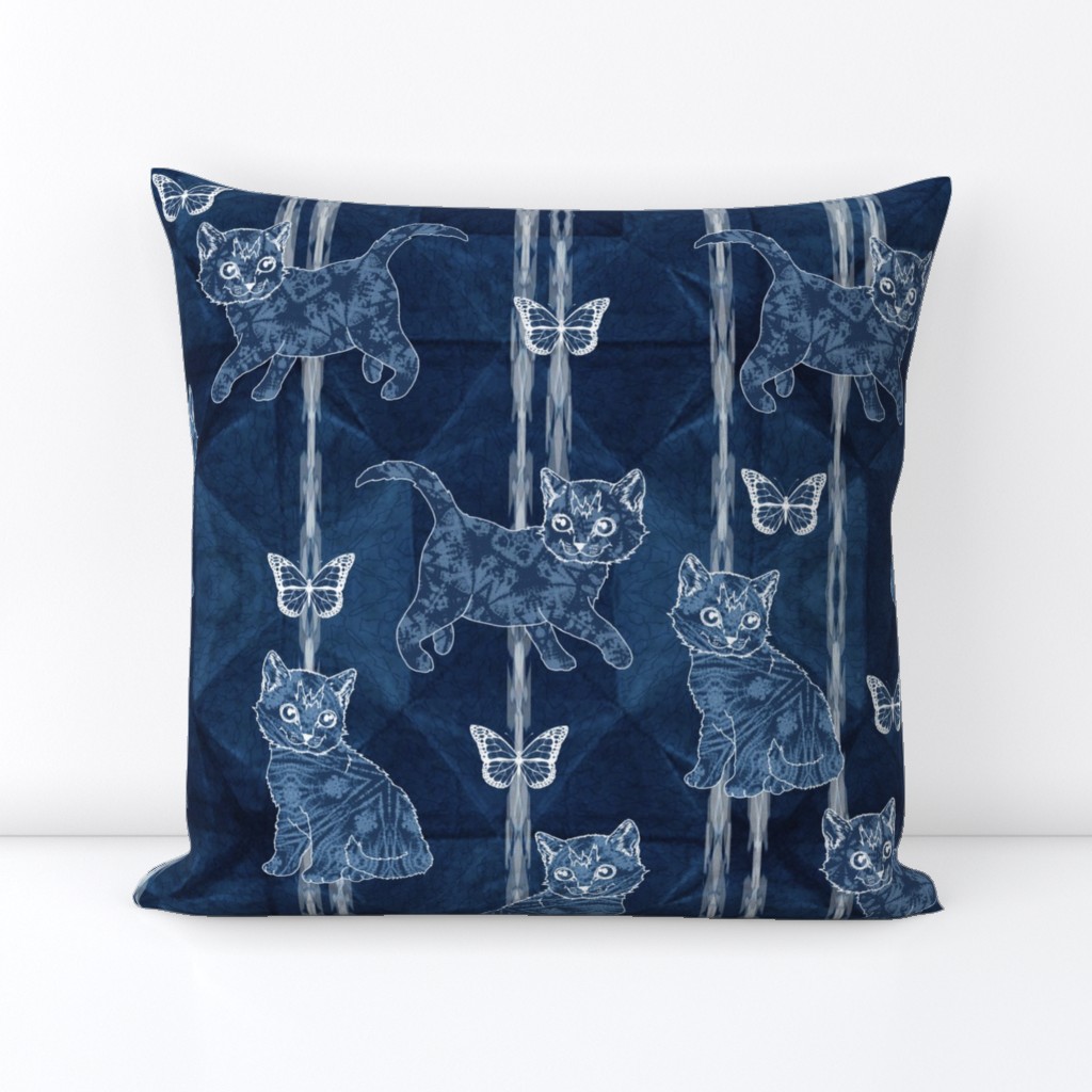 Shibori cats and butterflies