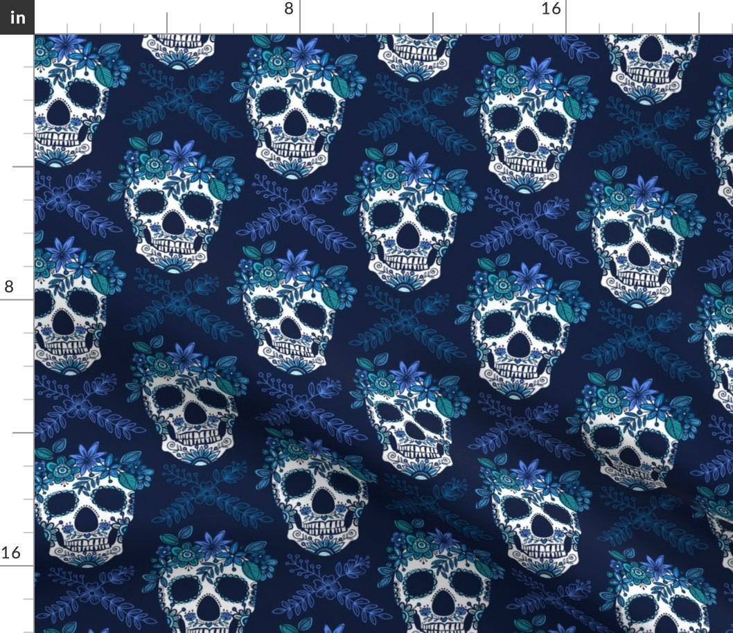 floral skull blues