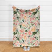 peaches and cream floral on gray background