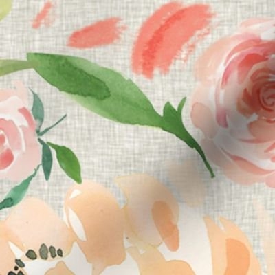 peaches and cream floral on gray background