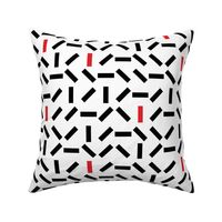 Abstract pattern - black and red lines on white background