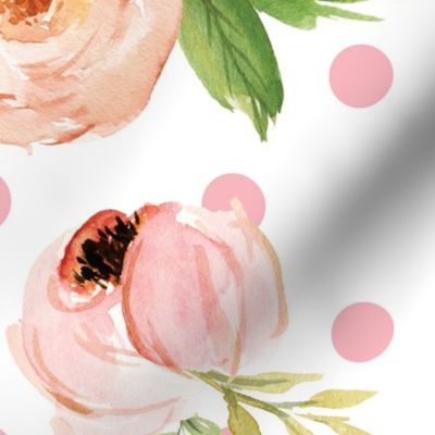 watercolor blush floral pink dots