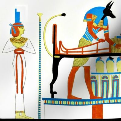 Anubis God ancient egypt egyptian king pharaoh gold mummy death masks tomb mummification Embalmer women servants canopic jars Hapi baboon Duamutef jackal Imsety Imsety wolf tombs graves dead corpse afterlife  tribal 