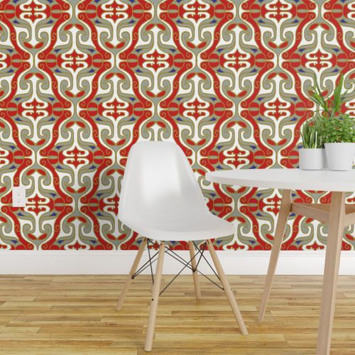 Wallpaper Fanciful Ogee In Trendy 1920s Colors 5