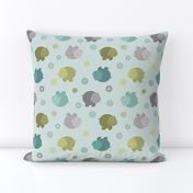 Plump Hippos Toss in Blue, Green, Gray