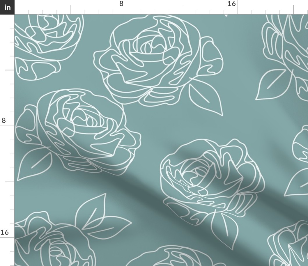 Minimalist roses on baby blue 18”