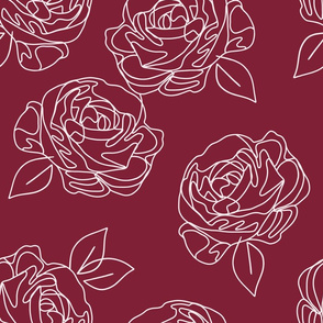 Minimalist roses on cranberry 18”