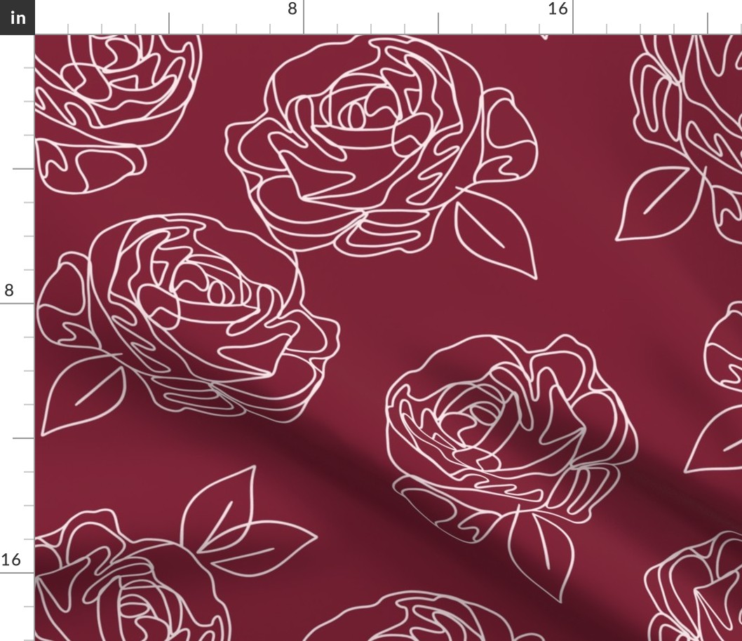Minimalist roses on cranberry 18”