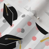 Tossed Graduation Caps with Rose Confetti
