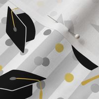 Tossed Graduation Caps with Gold Confetti