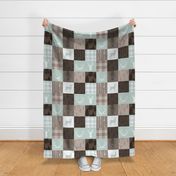 Rustic Woodland Quilt - lighter mint and browns