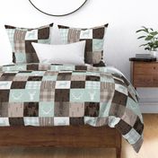 Rustic Woodland Quilt - lighter mint and browns