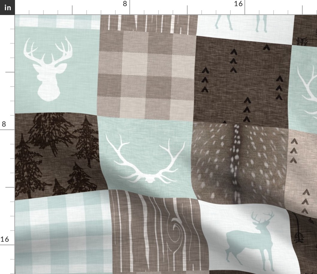Rustic Woodland Quilt - lighter mint and browns