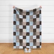 Rustic Woodland Quilt - baby blue and brown