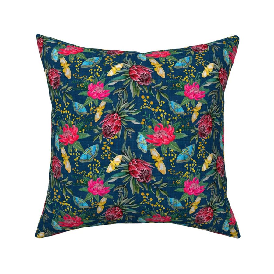 Australian Floral on dark blue