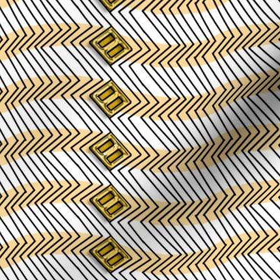 Op Art Zig Zags and Boxes in yellow with Gold Buckles