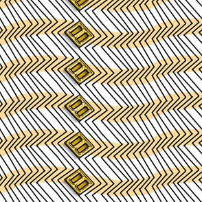 Op Art Zig Zags and Boxes in yellow with Gold Buckles