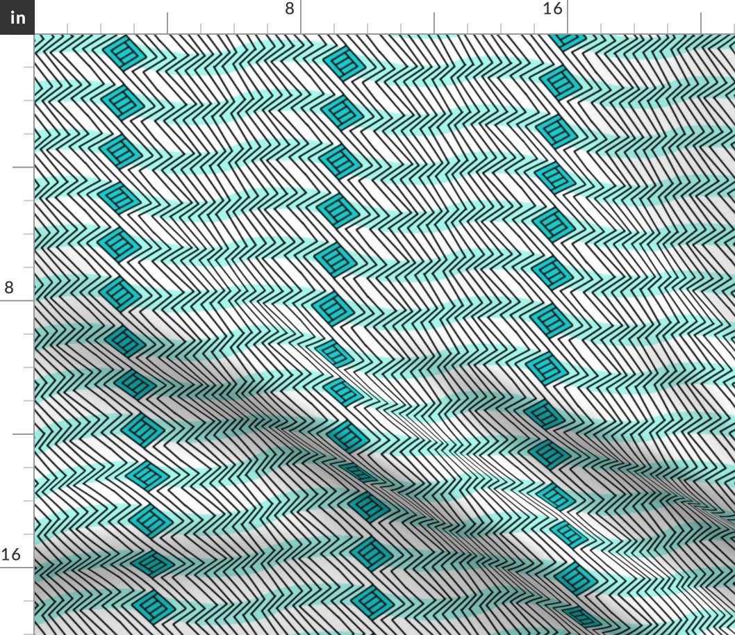 Op Art Zig Zags and Boxes in Turquoise