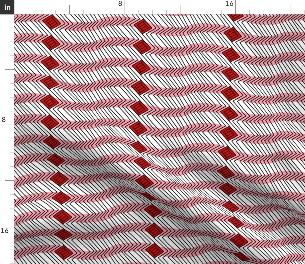 Op Art Zig Zags and Boxes in Pink and Red