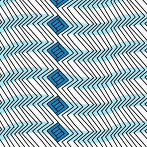 Op Art Zig Zags and Boxes in Blue