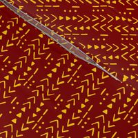 Fresh Spring Mudcloth - Maroon and Gold