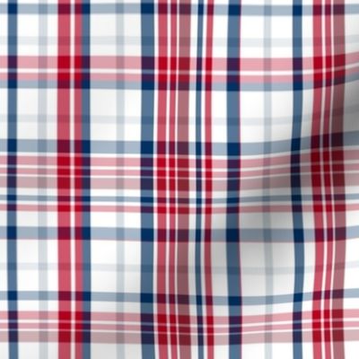 White with Red Blue Silver Plaid America Patriotic