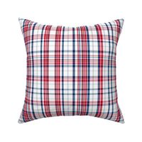 White with Red Blue Silver Plaid America Patriotic