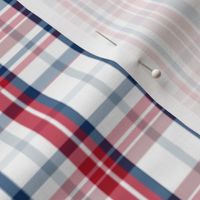 White with Red Blue Silver Plaid America Patriotic