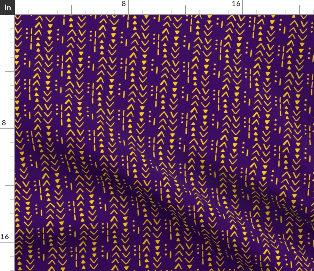 Fresh Spring Mudcloth - Purple and Gold