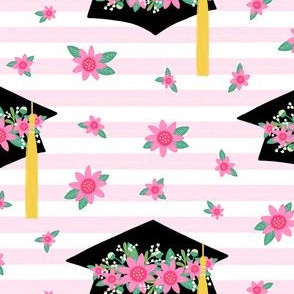 Graduate Cap Pink Floral Crown