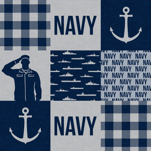 Navy - Military Wholecloth - Navy (plaid) - LAD19