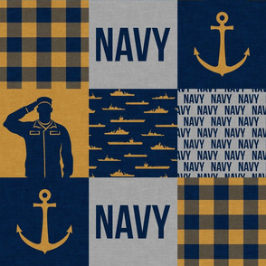 Navy - Military Wholecloth - Navy and Gold - LAD19