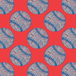 Baseball Polka Dots in Red Blue and Silver