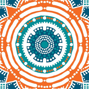 The Aqua and the orange:Tribal Mandala - LARGE