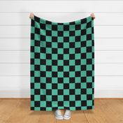 Demon-Slaying Tanjiro  Teal Green Black Square Ichimatsu Checkered Plaid