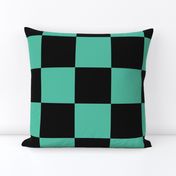 Demon-Slaying Tanjiro  Teal Green Black Square Ichimatsu Checkered Plaid