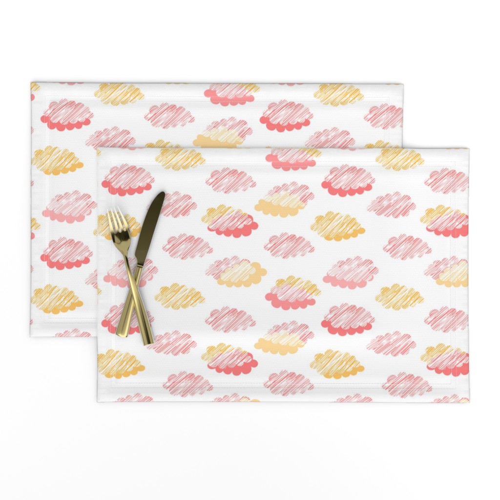 Graphic Clouds Coral Yellow